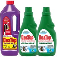 DESTOP Pack Gel D¿boucheur Canalisation Express 950ml + Gel Entretien Canalisations Organique 2x750 ml