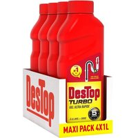 DESTOP Lot de 4 Gels D¿boucheur Javel Turbo 5 Minutes 1 Litre Concentr¿