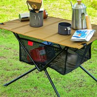 Table Pliante Portable Filet De Rangement Sac D'étagère Maille Pour Pique-Nique Camping En Plein Air Barbecue Cuisine Support De Table Pliable