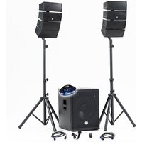 Pack Sono DJ 1200W complet BM SONIC BMS-15-ARRAY-BT Enceintes satellites SUB 38cm USB/Bluetooth, Supports Câbles, Jeu de lumière