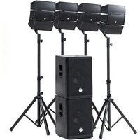 Pack Sono DJ 2000W complet BM SONIC BMS-12-ARRAY-BT - 4 Enceintes satellites, 2x SUB 31cm USB/Bluetooth, Supports Câbles