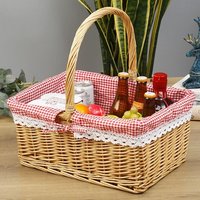 Panier De Pique-Nique D'extérieur, Panier Pratique De Style Pastoral, Panier De Rangement Décoratif En Tissu, Panier À Fleurs Portable