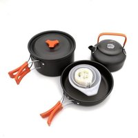 3 Pièces/Set Camping En Plein Air Randonnée Ustensiles De Cuisine 2-3 Personnes Portable Voyage Pique-Nique Théière Casserole Poêle Ustensiles De
