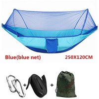 Hamac À Dépliage Automatique, Parachute Ultraléger, Moustiquaire De Chasse, Meuble D'extérieur Double Hauteur, Lumière Bleu 250x120