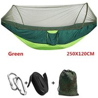 Hamac À Dépliage Automatique, Parachute Ultraléger, Moustiquaire De Chasse, Meuble D'extérieur Double Hauteur, Vert 250x120