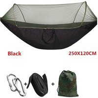 Hamac À Dépliage Automatique, Parachute Ultraléger, Moustiquaire De Chasse, Meuble D'extérieur Double Hauteur, Noir 250x120