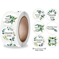 Rouleau D'étiquettes Autocollantes Plantes Vertes Classiques, 500 Pièces/Rouleau, Autocollant Rond Merci Pour Scellage, Pour Petite Entreprise,