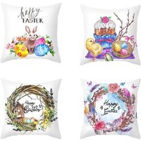 Housse De Coussin ¿Ufs De Pâques, 4 Pièces, Taie D'oreiller Lapin Pour Canapé, Décorations De Maison De Pâques 45x45cm