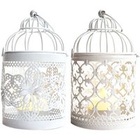 Lanternes Vintage En Métal Pour Cage À Oiseaux, 2 Pièces, Porte-Bougie Décoratif, Centres De Table Pour Mariage, Fête Intérieure Et Extérieure
