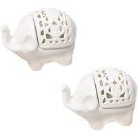 Photophore En Forme D'éléphant Ajouré, Bougeoir Léger En Céramique Pour Table À Manger Et Décoration De La Maison, Tendance Yo-2pcs