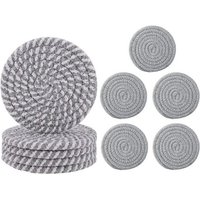 Ensemble De Sous-Verres Absorbants En Coton, 10 Pièces, Sous-Verres Tissés Résistants À La Chaleur, Protection De Table Pour Décoration De Maison,