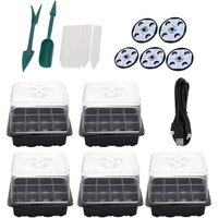 Kit De Plateau De Démarrage De Graines, 5 Pièces, Avec Dôme Et Plateau De Croissance Léger Pour Serre, Plateau De Germination Des Plantes