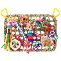Tapis De Hamac D'escalade Tissé En Jonc De Mer Avec Jouets À Mâcher Colorés, Jouet D'oiseau Pour La Recherche De Nourriture, Adapté Aux Inséparables