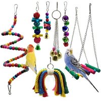Oiseau Perroquet Jouets, 7 Paquets Oiseau Balançoire Mâcher Des Perchoirs Suspendus Avec Des Cloches Pour Animal De Compagnie Perroquet Lovebird