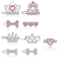 Pince À Cheveux En Cristal Strass Pour Chiot, 9 Pièces, Accessoires De Coiffure, Couvre-Chef Pour Chien, Accessoires De Toilettage Pour Animaux De