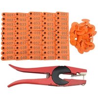 Étiquettes Auriculaires En Plastique Pour Bétail, 1 À 100 Étiquettes D'animaux Et 1 Ensemble D'étiquettes Pour La Gestion Du Bétail, Orange + Rouge,