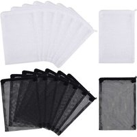 16 Pièces D'aquarium De Médias De Maille Sacs Filtrants En Nylon Filtre Maille Sacs Avec Fermeture Éclair (Pour Carbone Particulaire), Boules