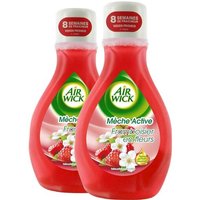 Air wick Lot de 2 Désodorisants Mèche Active Framboisier en Fleur Flacon de 375 ml