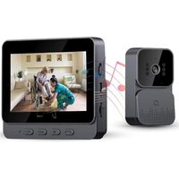 Sonnette sans Fil avec Camera 1080P Visiophone sans Fil avec écran IPS De 4.3 Pas de WiFi Requis Interphone Video Vision Nocturne Infrarouge Sonnette