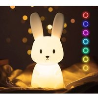 Bunny Avec 7 Changements de Lumière Contrôle de tapRecharge USB Fonction Minuterie Lampe de Chevet Pour Chambre D'enfant