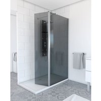 Volet pivotant pour paroi de douche fixe - 40x200cm - Verre fumé 6mm - Profile Chromé