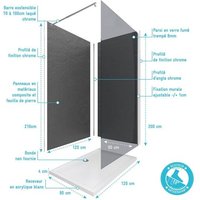 Panneaux Muraux Ardoise 90+120x210 - Receveur 120x90 - Paroi Fumée 120x200 + Bras Maintien