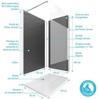 Panneaux Muraux Ardoise 90+120x210 - Receveur 120x90 - Paroi Dépolie 120x200 + Bras Maintien