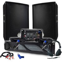 Pack Sono DJ BM SONIC Amplificateur 1000W, Paire d'Enceintes Passives 2x300W, Table de Mixage,Casque, Câbles et Micro+Clé 32G