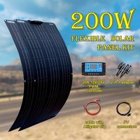 Kit Panneau Solaire Flexible 12/24v, Modele: Kit 200W 20A Noir