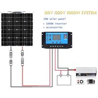 Kit Panneau Solaire Flexible 50W Onduleur 1000W, Modele: 220V