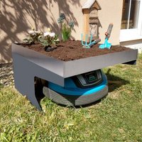 Garage pour tondeuse-robot avec bac à plantes HWC-G60 37x60x70cm acier inoxydable, anthracite
