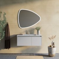Meuble De Salle De Bains Mural 100cm Gris Clair Miroir Mat 100x85 Monaco