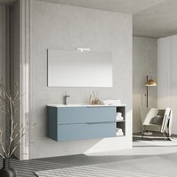 Meuble De Salle De Bains Mural De 120 Cm Avec 2 Tiroirs Bleu Ciel Et Un Compartiment Ouvert New York