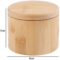 Salière Ronde En Bambou, Fournitures De Cuisine, Écologique, Non Toxique, Boîte D'assaisonnement, Couvercle Rotatif, Salière