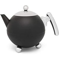 Bredemeijer Duet® Théière Bella Ronde 1,2l, Noir Mat, Garnitures Chromées