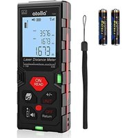 Télémètre Laser Numérique 60M, atolla Metre Laser avec 2 Niveaux à Bulle et Fonction Muet, Auto-étalonnage et Mesure Continue, écran