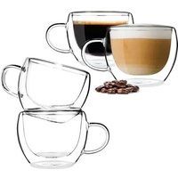 Tasse À Café,Tasse Double Paroi Verre,150ml Tasses À Café En Verre,Pour Latte,Cappuccino,Sachets De Thé,Boissons,4pcs
