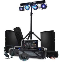 Pack Sono BM SONIC AMPLI 1000W, Paire d'Enceintes 2x300W, Table de Mixage, + 48 effets lumières EUPHORIA, OVNI LED, Fête Soirée