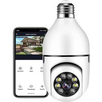 Caméra Ampoule, Caméra Ampoule 360 Degrés WiFi Extérieur avec Vision Nocturne, Caméra De Surveillance Ampoule, Suivi Automatique, Audio