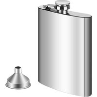 Intirilife Flasque Pratique En Acier Inoxydable Flacon D'eau-De-Vie De Boisson En Argent Avec Une Capacité De Remplissage De 250 Ml - Pour Emporter
