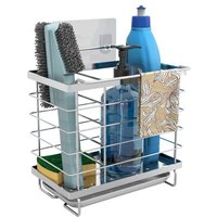 Intirilife Tablette D'évier Pratique Panier De Nettoyage Support De Salle De Bain En Argent Pour Ranger Et Organiser Les Produits De Nettoyage Et Les