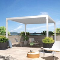 Pergola Bioclimatique Beryl Ilot - Blanc - 3,50x4,00 M - Vérin À Télécommande