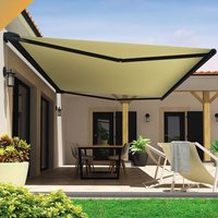 Store Banne Coffre Hevoa 4,05x3,50 M (Manuelle - Gris Anthracite - Écru)