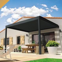 Pergola Bioclimatique Lolite 4,00x4,088 M Verin À Télécommande (Gris Anthracite)