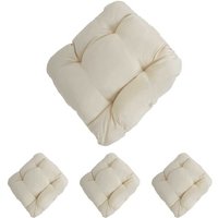 4x Coussins De Chaise De Jardin Terrasse Balcon 41x38x8cm Tissu Crème 04_0002591