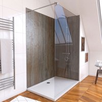 Pack Panneaux Muraux Wood Stone 90+120x210 - Receveur 120x90 - Paroi 120x200 Profils et Bras CHROME