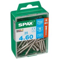Boîte 25 unités. vis a bois spax cab. plat inox a2 4.0x60mm spax