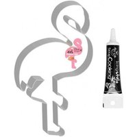 Moule Découpoir Xxl Flamant Rose + Stylo De Glaçage Noir