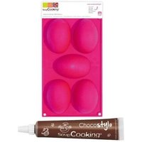 Moule 5 Oeufs De Pâques + 1 Stylo Chocolat Offert