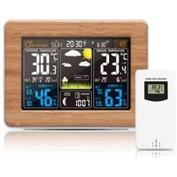 Station Météo sans Fil avec Baromètre Météo à Prévision Alerte Écran Couleur Horloge Multifonction Intérieure Extérieure Thermomètre Hygromètre